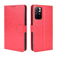 Leather Case Stands Flip Cover Holder BY5 for Xiaomi Redmi Note 11 5G Red