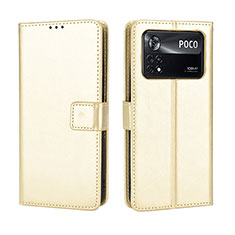 Leather Case Stands Flip Cover Holder BY5 for Xiaomi Redmi Note 11E Pro 5G Gold