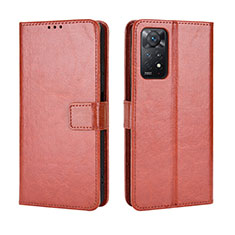 Leather Case Stands Flip Cover Holder BY5 for Xiaomi Redmi Note 12 Pro 4G Brown