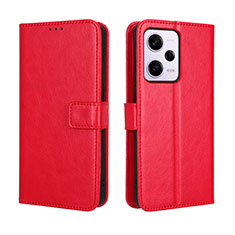 Leather Case Stands Flip Cover Holder BY5 for Xiaomi Redmi Note 12 Pro+ Plus 5G Red