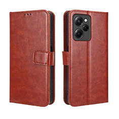 Leather Case Stands Flip Cover Holder BY5 for Xiaomi Redmi Note 12 Pro Speed 5G Brown