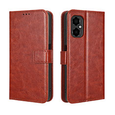 Leather Case Stands Flip Cover Holder BY5 for Xiaomi Redmi Note 12R Pro 5G Brown