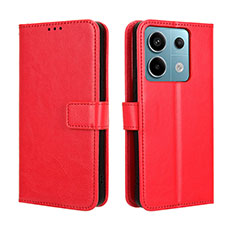 Leather Case Stands Flip Cover Holder BY5 for Xiaomi Redmi Note 13 Pro 5G Red