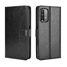 Leather Case Stands Flip Cover Holder BY5 for Xiaomi Redmi Note 9 4G Black