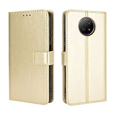 Leather Case Stands Flip Cover Holder BY5 for Xiaomi Redmi Note 9 5G Gold