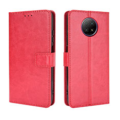 Leather Case Stands Flip Cover Holder BY5 for Xiaomi Redmi Note 9T 5G Red