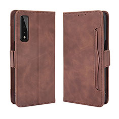 Leather Case Stands Flip Cover Holder BY6 for LG Stylo 7 Brown