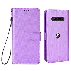 Leather Case Stands Flip Cover Holder BY6 for Xiaomi Black Shark 4 5G Purple