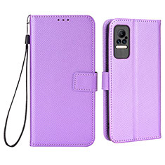 Leather Case Stands Flip Cover Holder BY6 for Xiaomi Civi 1S 5G Purple