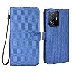 Leather Case Stands Flip Cover Holder BY6 for Xiaomi Mi 11T 5G Blue