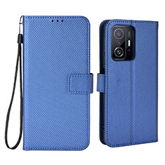 Leather Case Stands Flip Cover Holder BY6 for Xiaomi Mi 11T Pro 5G Blue