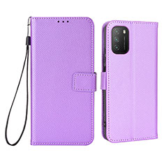 Leather Case Stands Flip Cover Holder BY6 for Xiaomi Poco M3 Purple