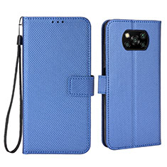 Leather Case Stands Flip Cover Holder BY6 for Xiaomi Poco X3 NFC Blue
