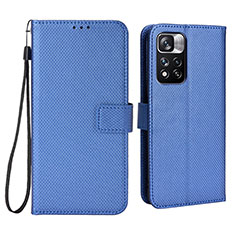 Leather Case Stands Flip Cover Holder BY6 for Xiaomi Poco X4 NFC Blue