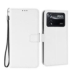 Leather Case Stands Flip Cover Holder BY6 for Xiaomi Poco X4 Pro 5G White
