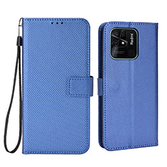 Leather Case Stands Flip Cover Holder BY6 for Xiaomi Redmi 10 India Blue