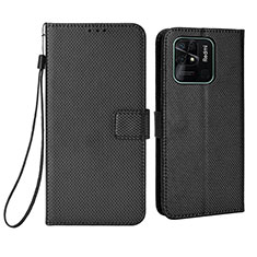Leather Case Stands Flip Cover Holder BY6 for Xiaomi Redmi 10 Power Black