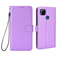 Leather Case Stands Flip Cover Holder BY6 for Xiaomi Redmi 9 India Purple