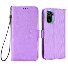 Leather Case Stands Flip Cover Holder BY6 for Xiaomi Redmi Note 10 4G Purple