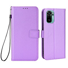 Leather Case Stands Flip Cover Holder BY6 for Xiaomi Redmi Note 10S 4G Purple