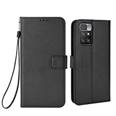 Leather Case Stands Flip Cover Holder BY6 for Xiaomi Redmi Note 11 4G (2021) Black