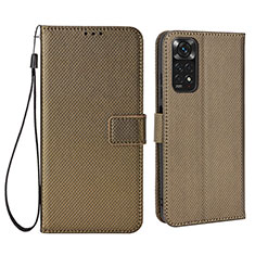 Leather Case Stands Flip Cover Holder BY6 for Xiaomi Redmi Note 11 4G (2022) Brown