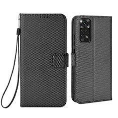 Leather Case Stands Flip Cover Holder BY6 for Xiaomi Redmi Note 11S 4G Black