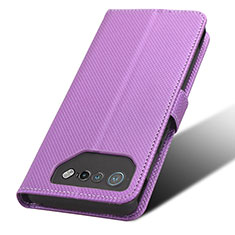 Leather Case Stands Flip Cover Holder BY7 for Asus ROG Phone 7 Purple