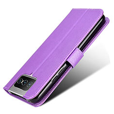 Leather Case Stands Flip Cover Holder BY7 for Asus Zenfone 7 ZS670KS Purple