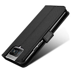 Leather Case Stands Flip Cover Holder BY7 for Asus ZenFone 8 Flip ZS672KS Black
