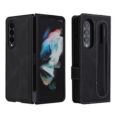 Leather Case Stands Flip Cover Holder BY7 for Samsung Galaxy Z Fold3 5G Black