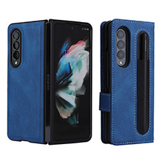 Leather Case Stands Flip Cover Holder BY7 for Samsung Galaxy Z Fold3 5G Blue