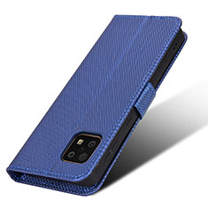 Leather Case Stands Flip Cover Holder BY7 for Sharp Aquos Sense6 Blue