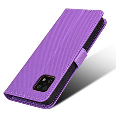 Leather Case Stands Flip Cover Holder BY7 for Sharp Aquos Sense6 Purple