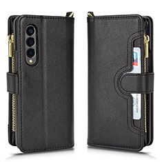 Leather Case Stands Flip Cover Holder BY8 for Samsung Galaxy Z Fold3 5G Black