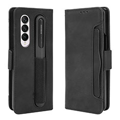Leather Case Stands Flip Cover Holder BY9 for Samsung Galaxy Z Fold4 5G Black