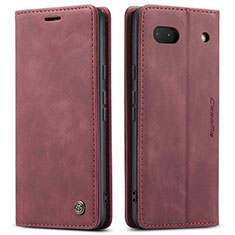 Leather Case Stands Flip Cover Holder C01S for Google Pixel 6a 5G Red Wine