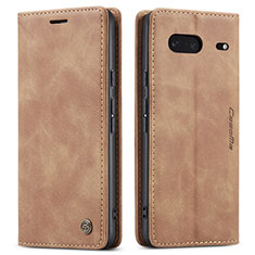 Leather Case Stands Flip Cover Holder C01S for Google Pixel 7 5G Light Brown