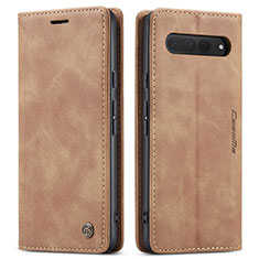 Leather Case Stands Flip Cover Holder C01S for Google Pixel 7 Pro 5G Light Brown