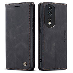 Leather Case Stands Flip Cover Holder C01S for Huawei Honor 80 5G Black