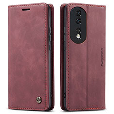 Leather Case Stands Flip Cover Holder C01S for Huawei Honor 80 5G Red Wine