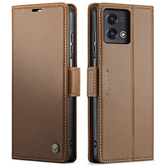 Leather Case Stands Flip Cover Holder C01S for Motorola Moto G Stylus (2023) 4G Brown