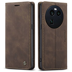 Leather Case Stands Flip Cover Holder C01S for Oppo Find X6 5G Brown