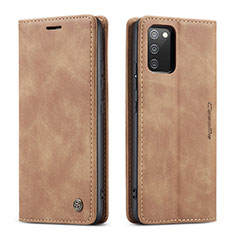 Leather Case Stands Flip Cover Holder C01S for Samsung Galaxy A02s Brown