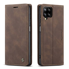 Leather Case Stands Flip Cover Holder C01S for Samsung Galaxy A12 Brown