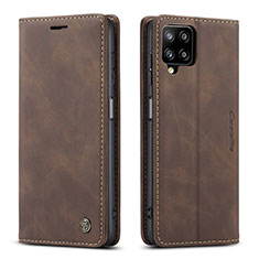 Leather Case Stands Flip Cover Holder C01S for Samsung Galaxy A12 Nacho Brown
