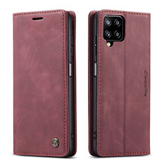 Leather Case Stands Flip Cover Holder C01S for Samsung Galaxy A12 Red Wine