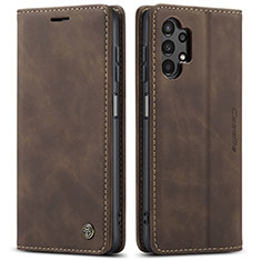 Leather Case Stands Flip Cover Holder C01S for Samsung Galaxy A13 4G Brown