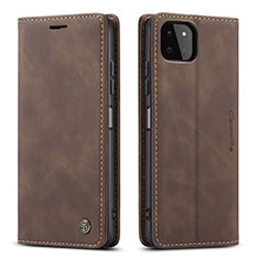 Leather Case Stands Flip Cover Holder C01S for Samsung Galaxy A22 5G Brown