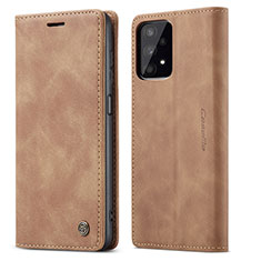 Leather Case Stands Flip Cover Holder C01S for Samsung Galaxy A32 5G Light Brown